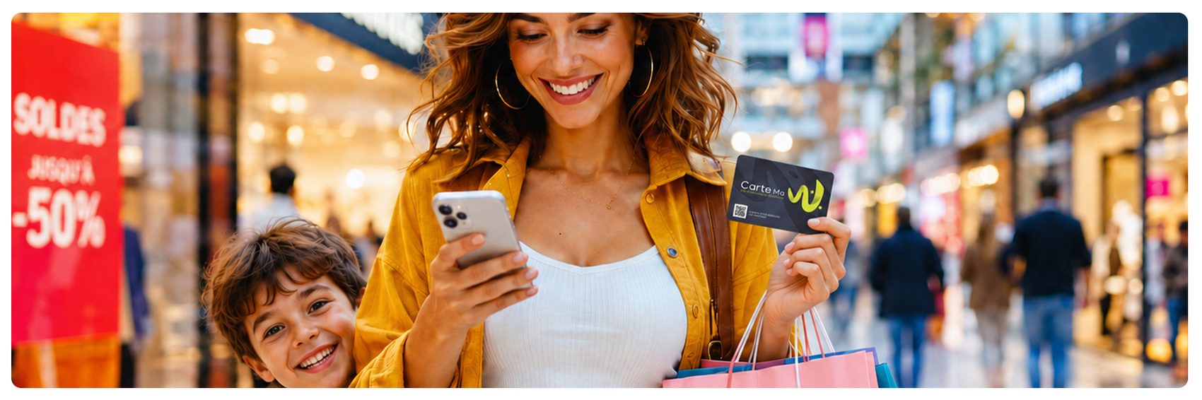 Salariée utilisant sa Carte Ma W pour faire du shopping